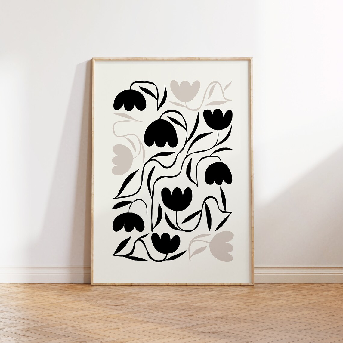 Dark Flowers Black And White Botanical Art Print