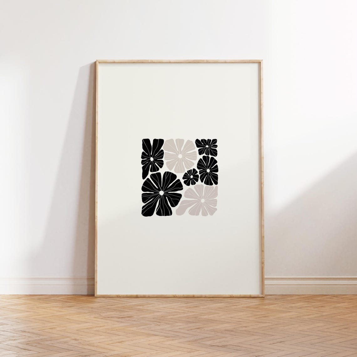Dark Flowers Black And White Art Print