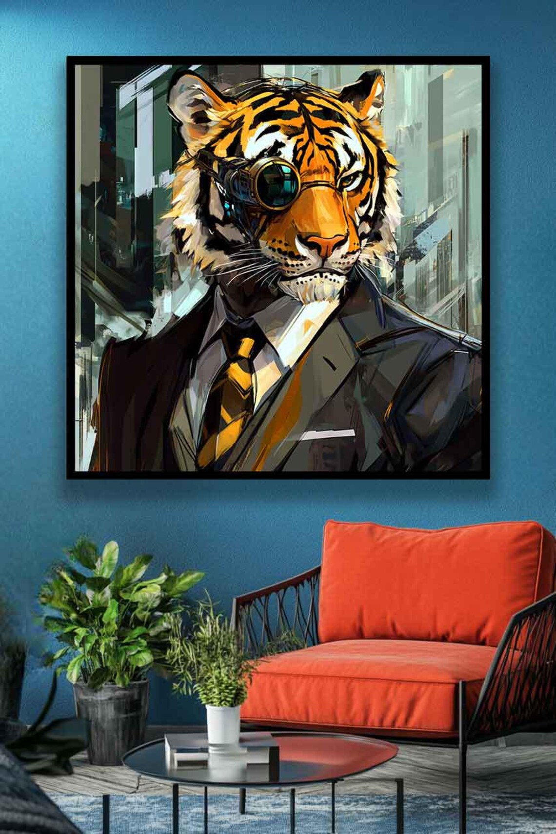Dapper Tiger Gentleman in a Suit With a Monocle Funny Art Poster - Image 5