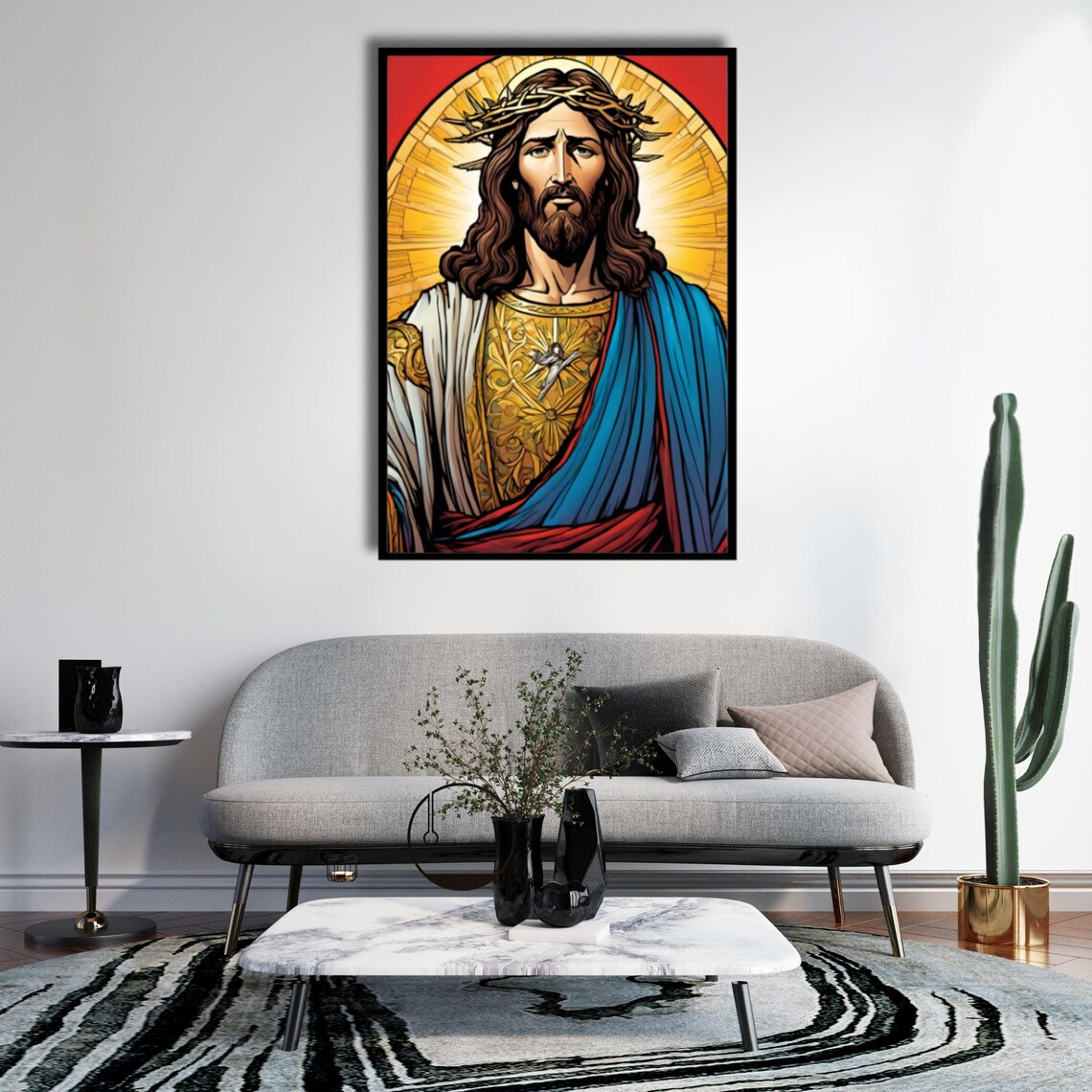 Jesus Christ Crown Of Thorns Sacred Heart Religious Wall Poster - Image 5