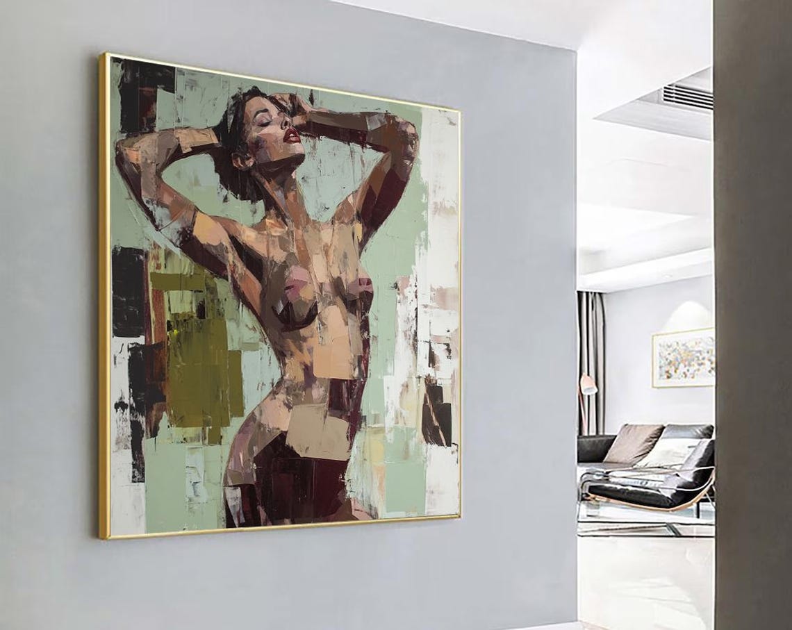 Nude Woman Print Naked Woman Oil Painting Portrait Style Wall Art Erotic Wall Art Print Sexy Girl Poster