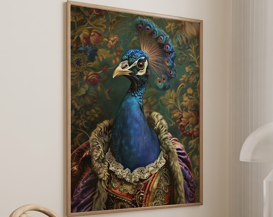 Peacock Royal Renaissance Portrait Vintage Poster