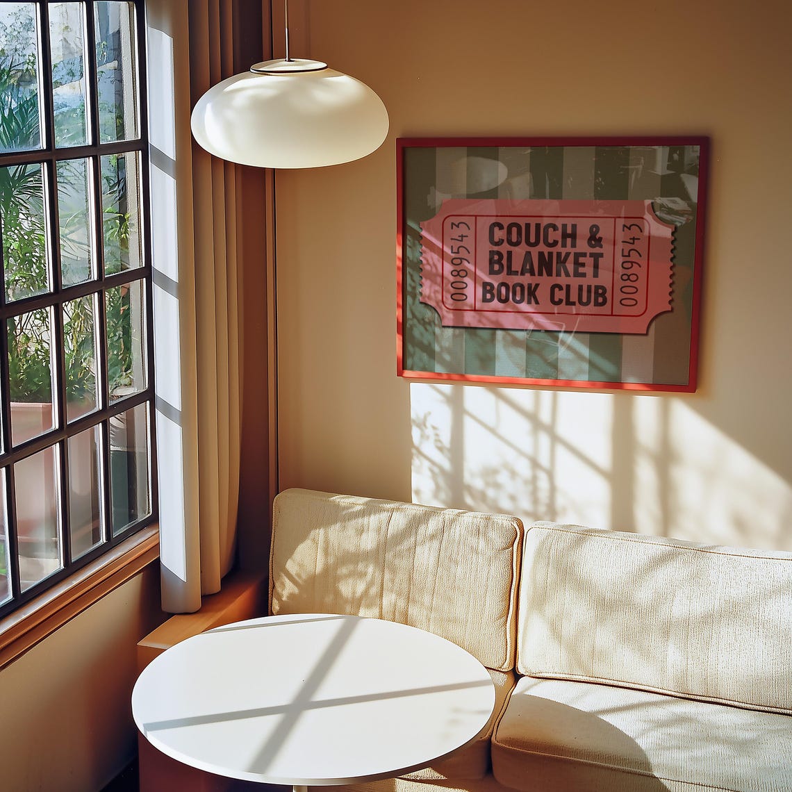 Couch And Blanket Book Club Pink Ticket Stub Reading Nook Wall Poster - Image 2