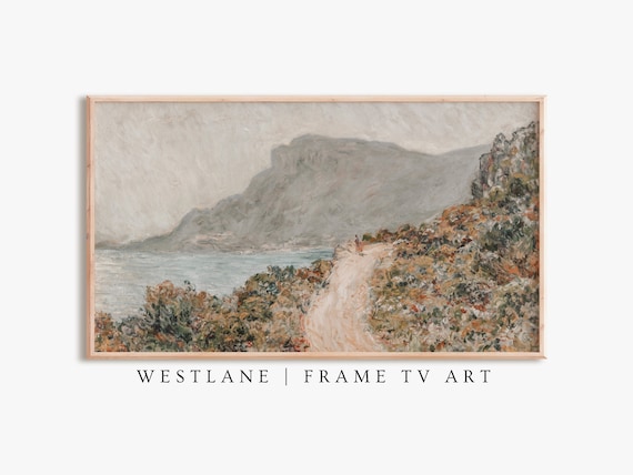 Vintage Coastal Cliff Path Painting Sea Wildflowers Impressionist Wall Art Poster