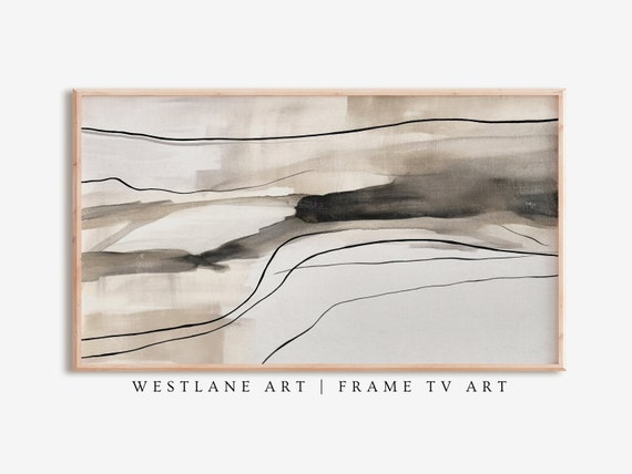 Frame Tv Art Abstract Neutral Modern Painting Industrial Farmhouse Living Room Decor Tv401
