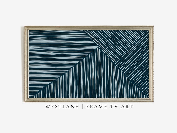 Modern Geometric Frame Tv Art Dark Teal Contemporary Tv Art Art Tv306