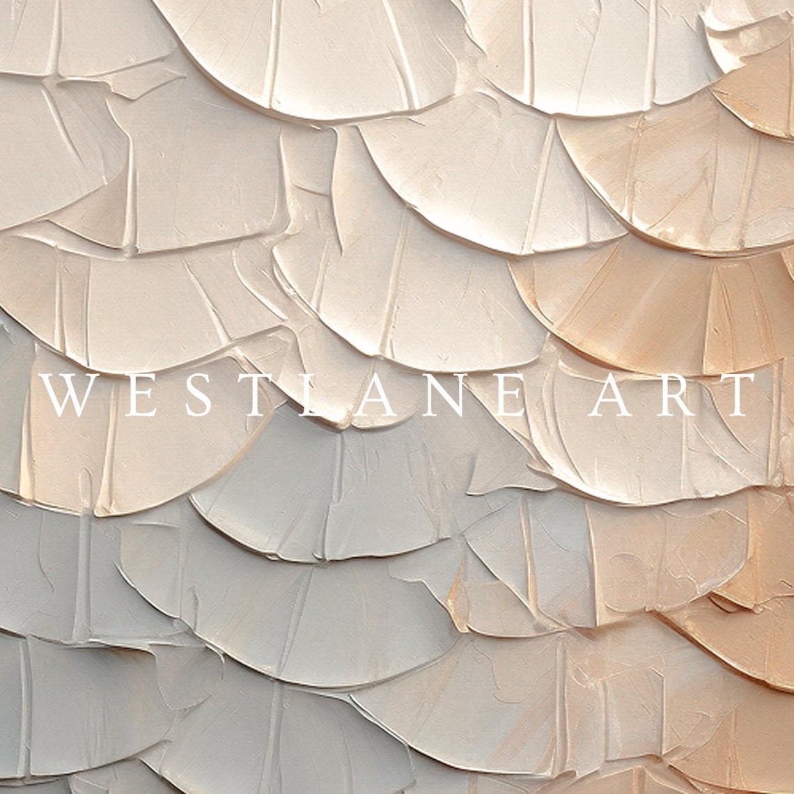 Abstract Impasto Petal Pattern Blue Peach Rust Gradient Wall Art - Image 2