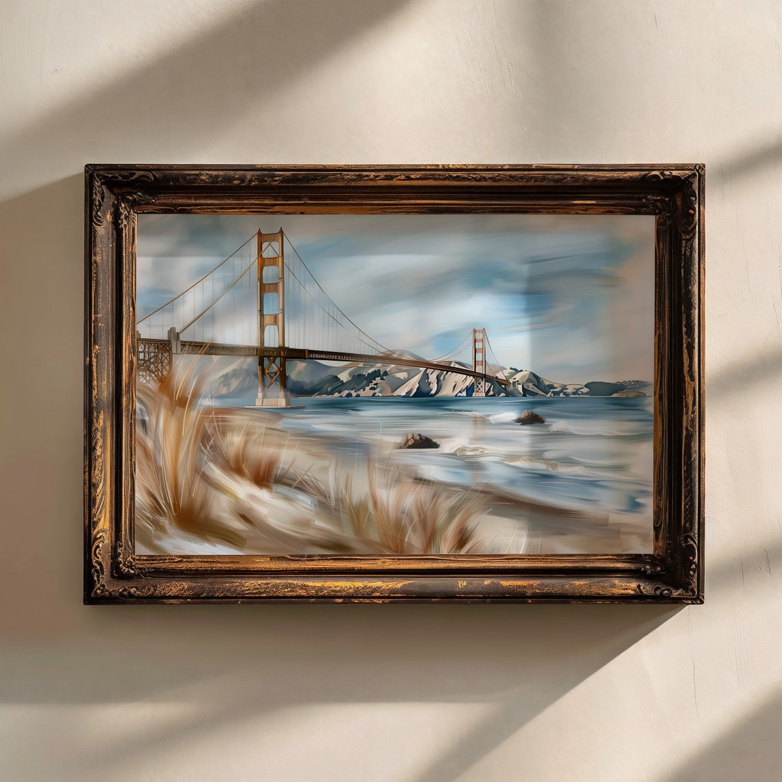 Golden Gate Bridge From Beach Dunes San Francisco Coastal Art Print - Image 2