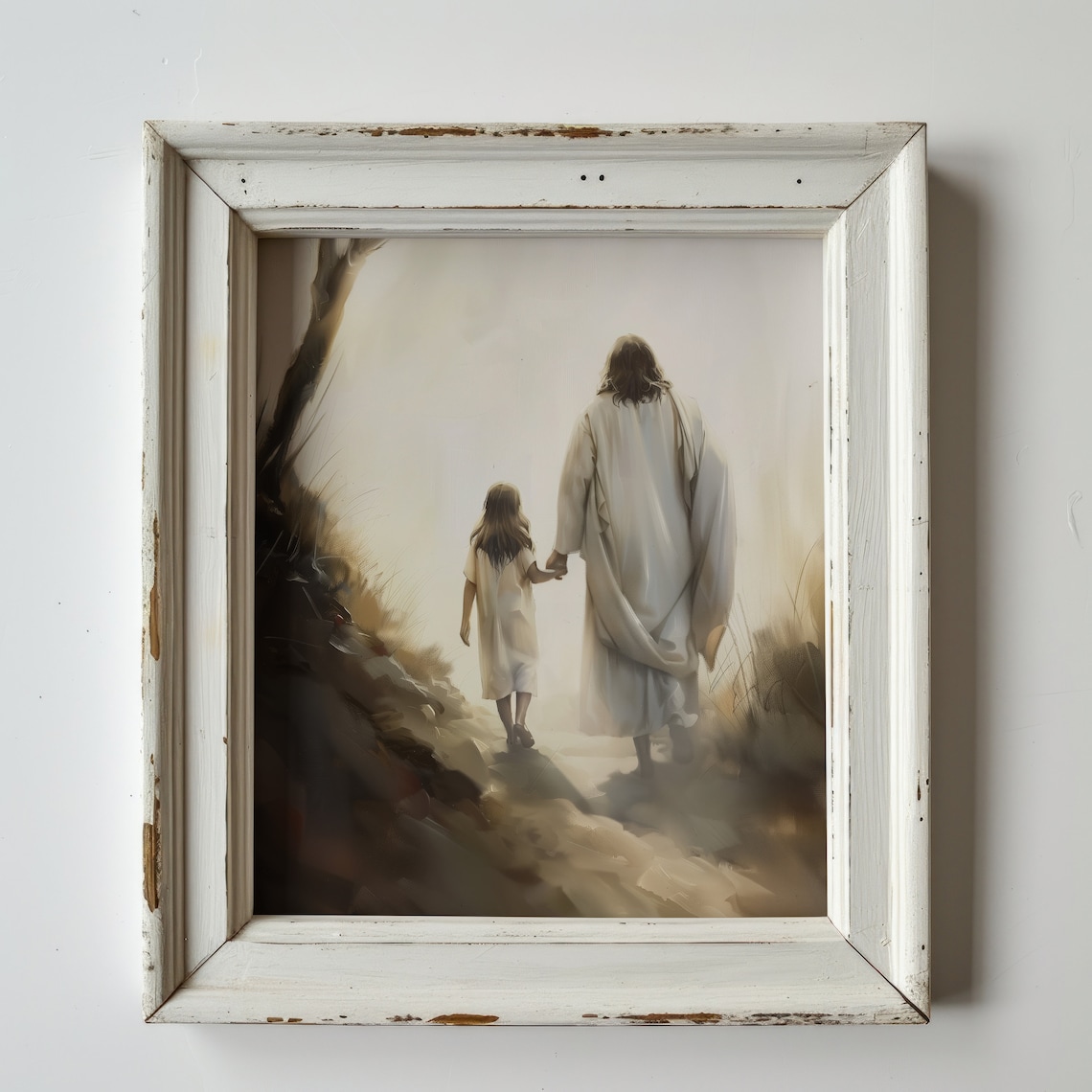 Jesus Walking With Girl, Inspirational Art Print - Image 4