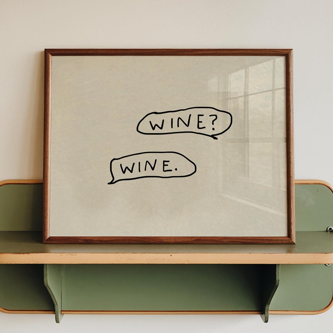 Handdrawn Wine Art Print Modern Bar Cart Decor Digital Download Horizontal