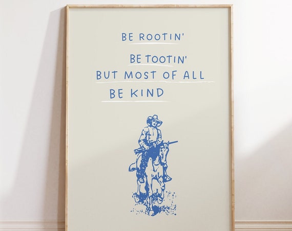 Cowboy Quote Print Minimalist Western Wall Art Horseback Riding Poster Blue Vintage Cowboy Art Wild West Home Decor 1 Print