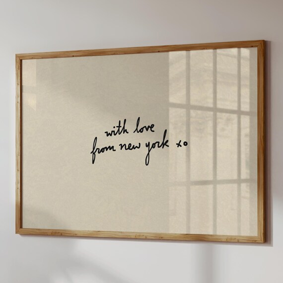 With Love From New York Xo Handwritten Minimalist Quote Poster