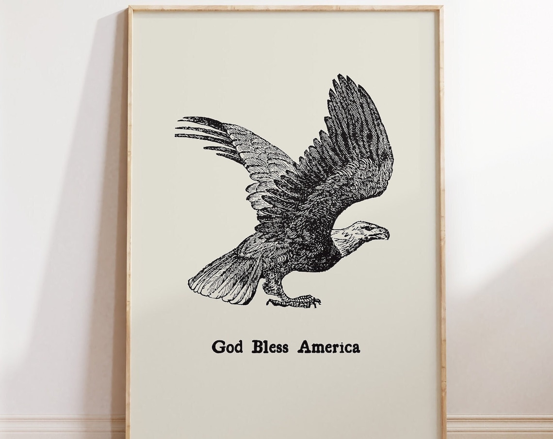 God Bless America Vintage Eagle Art Print