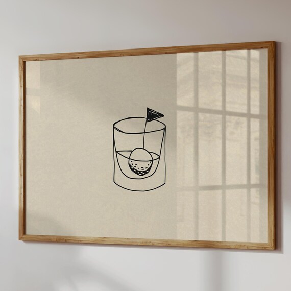 Old Fashioned Golf Print, Bar Cart Decor