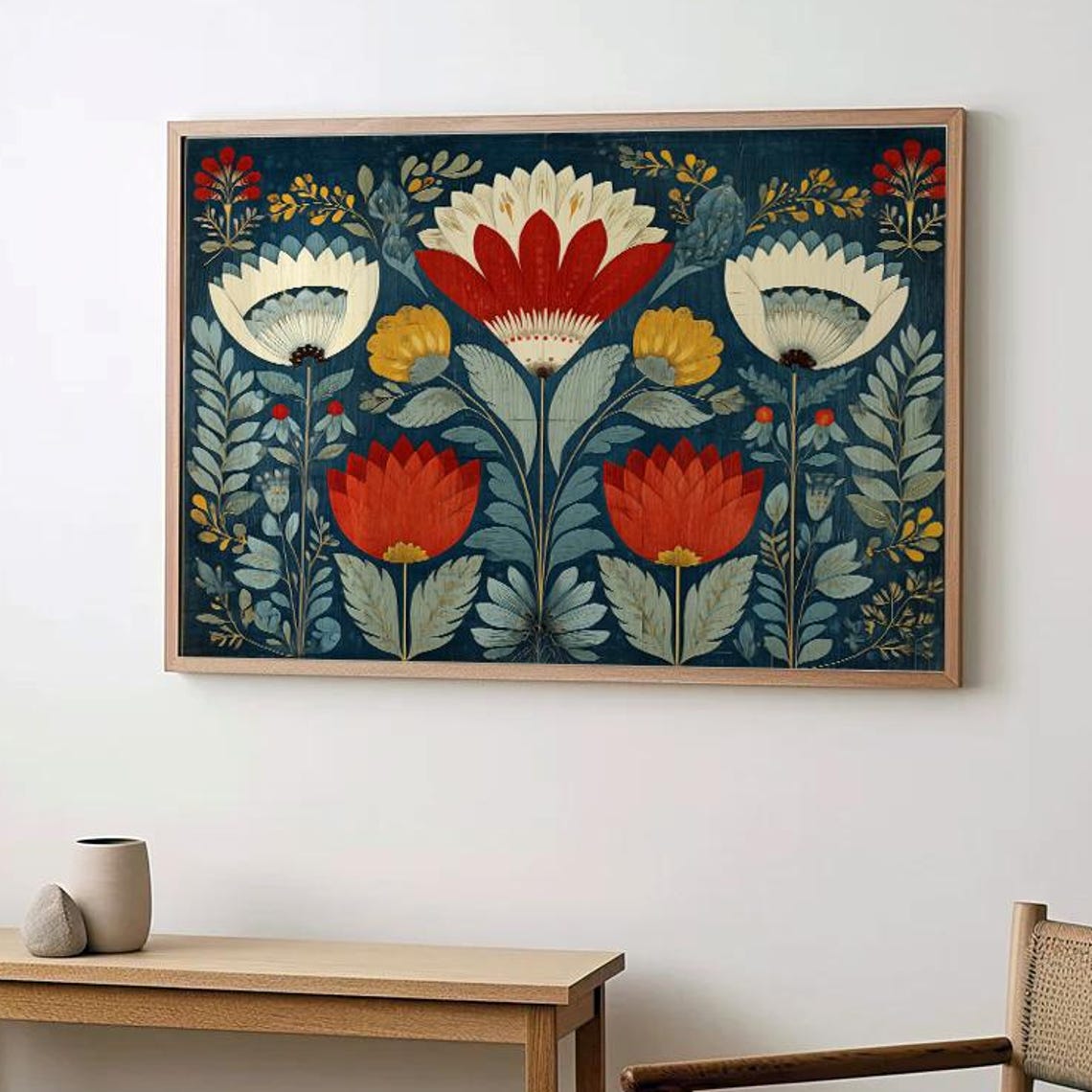 Ukrainian Folk Art Botanical Poster, Scandi Style - Image 4