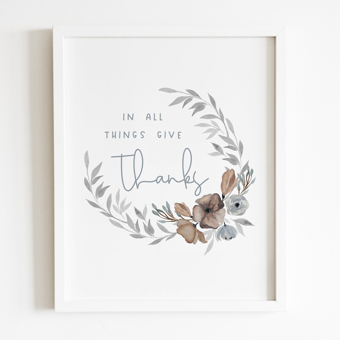 In All Things Give Thanks Blue Fall Decor Print - Image 4