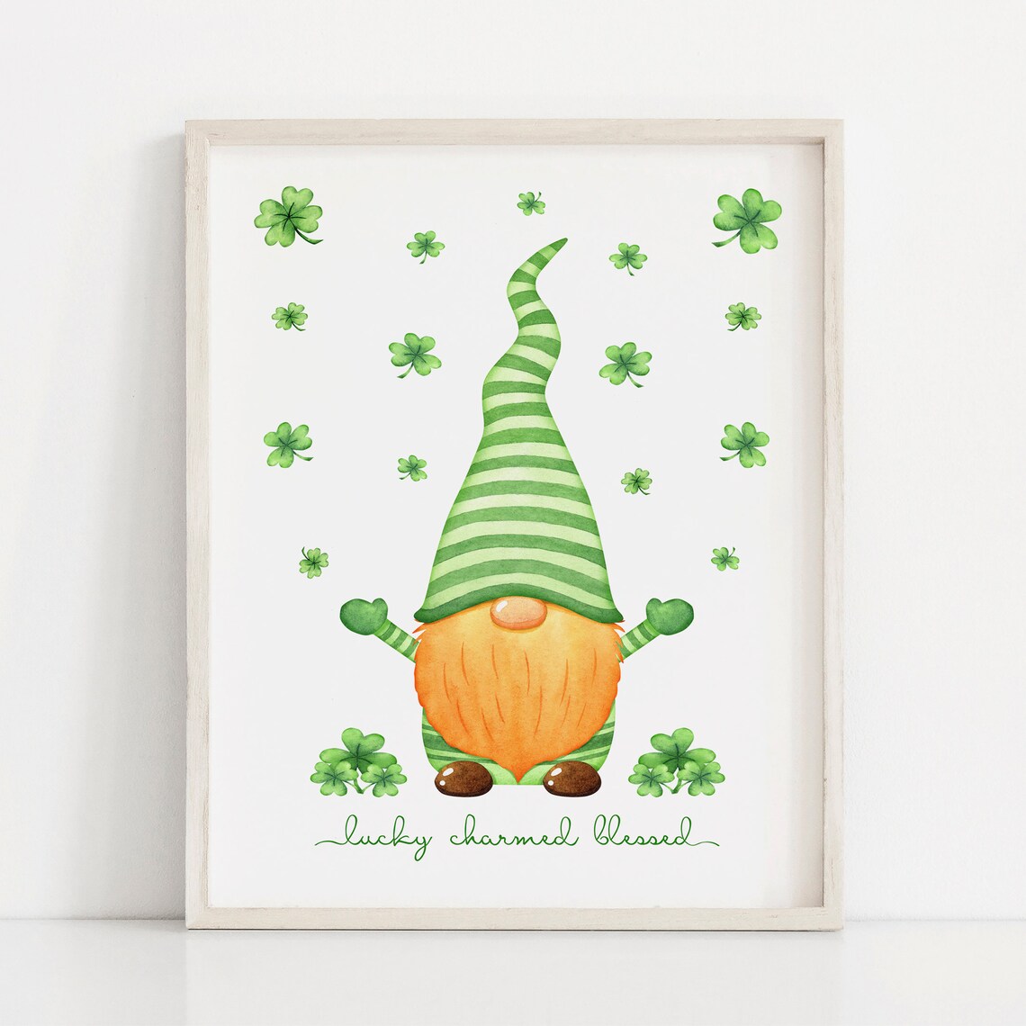 St Patrick's Day Scandi Gnome Spring Art Print - Image 3