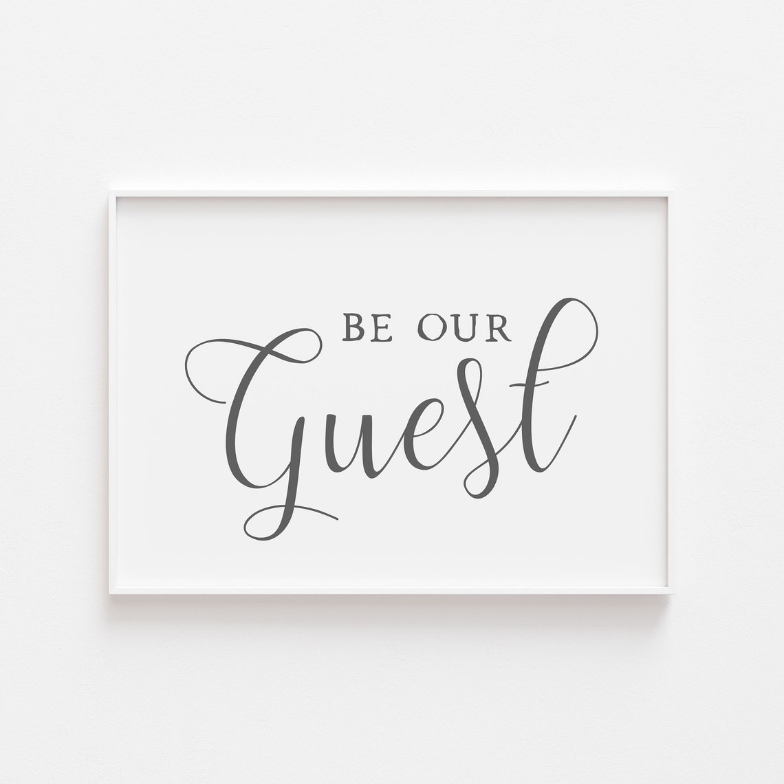 Be Our Guest Elegant Gray Script Minimalist Guest Room Quote Wall Art - Image 3