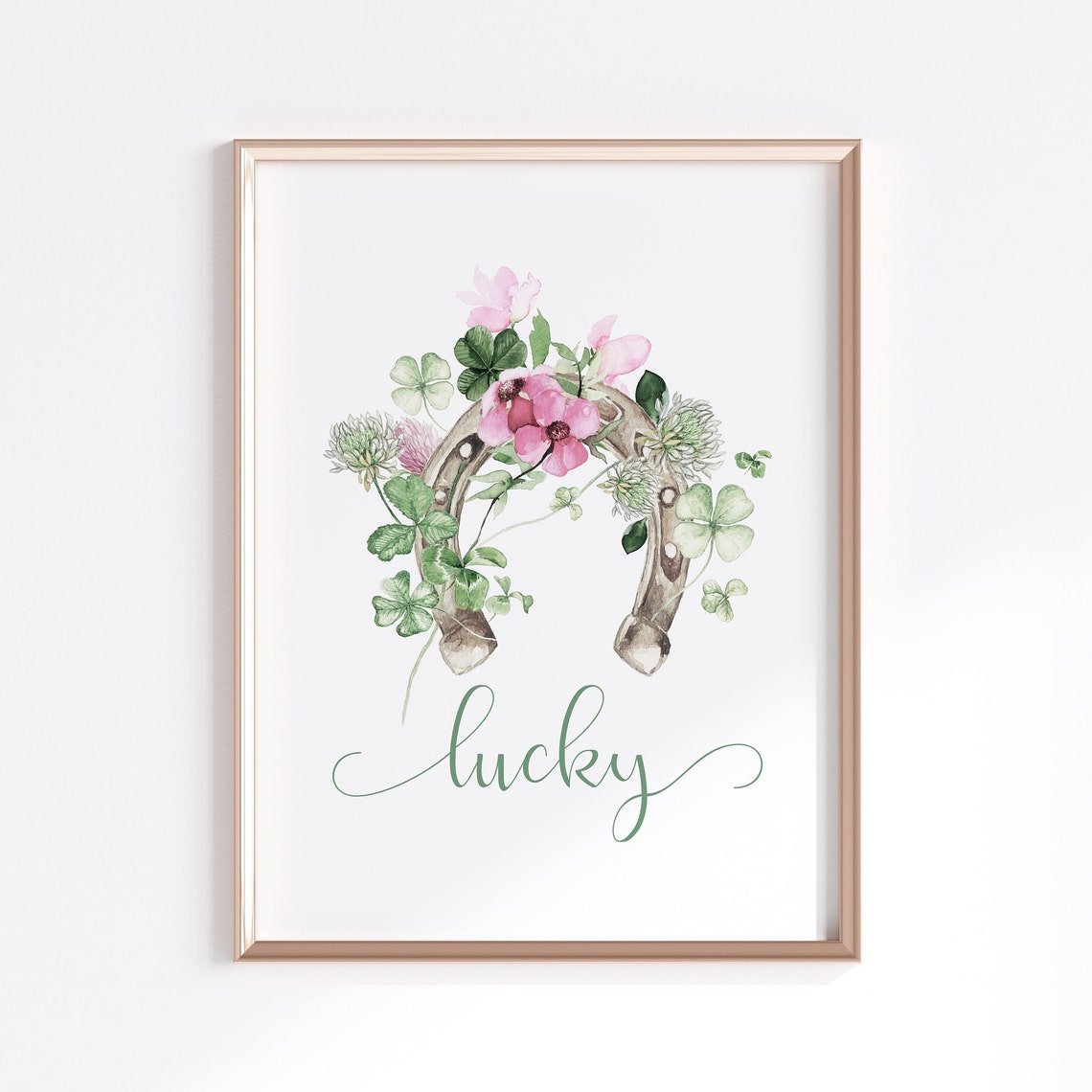 Lucky Horseshoe Shamrock Clover St Patricks Spring Wall Art Print - Image 5
