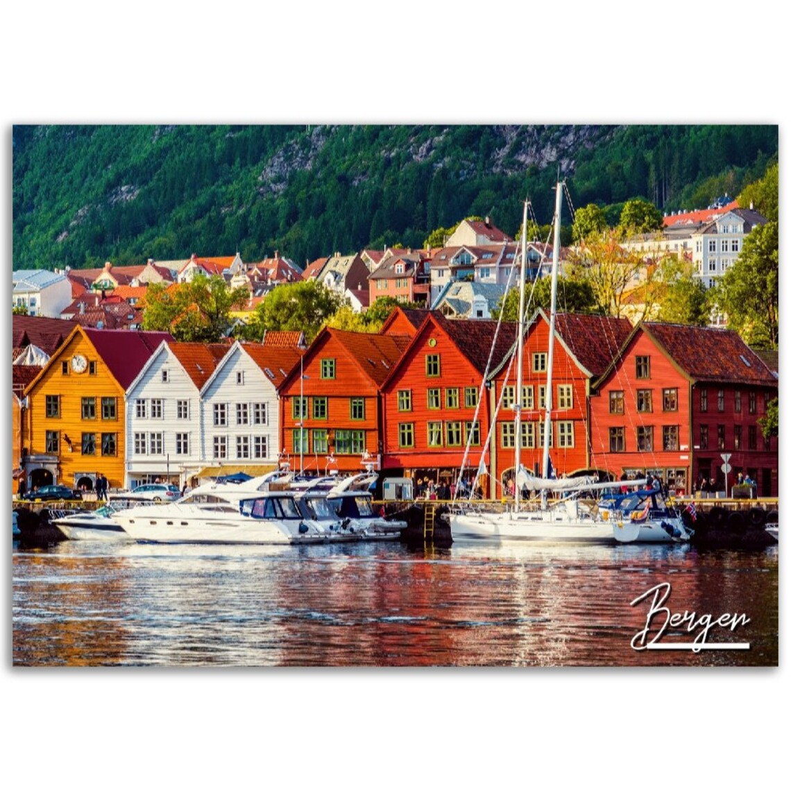 Bergen Norway Photo Print, Colorful Cityscape