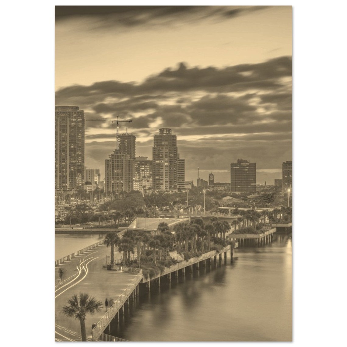 Vintage St Petersburg Florida Skyline Poster Retro Travel Print