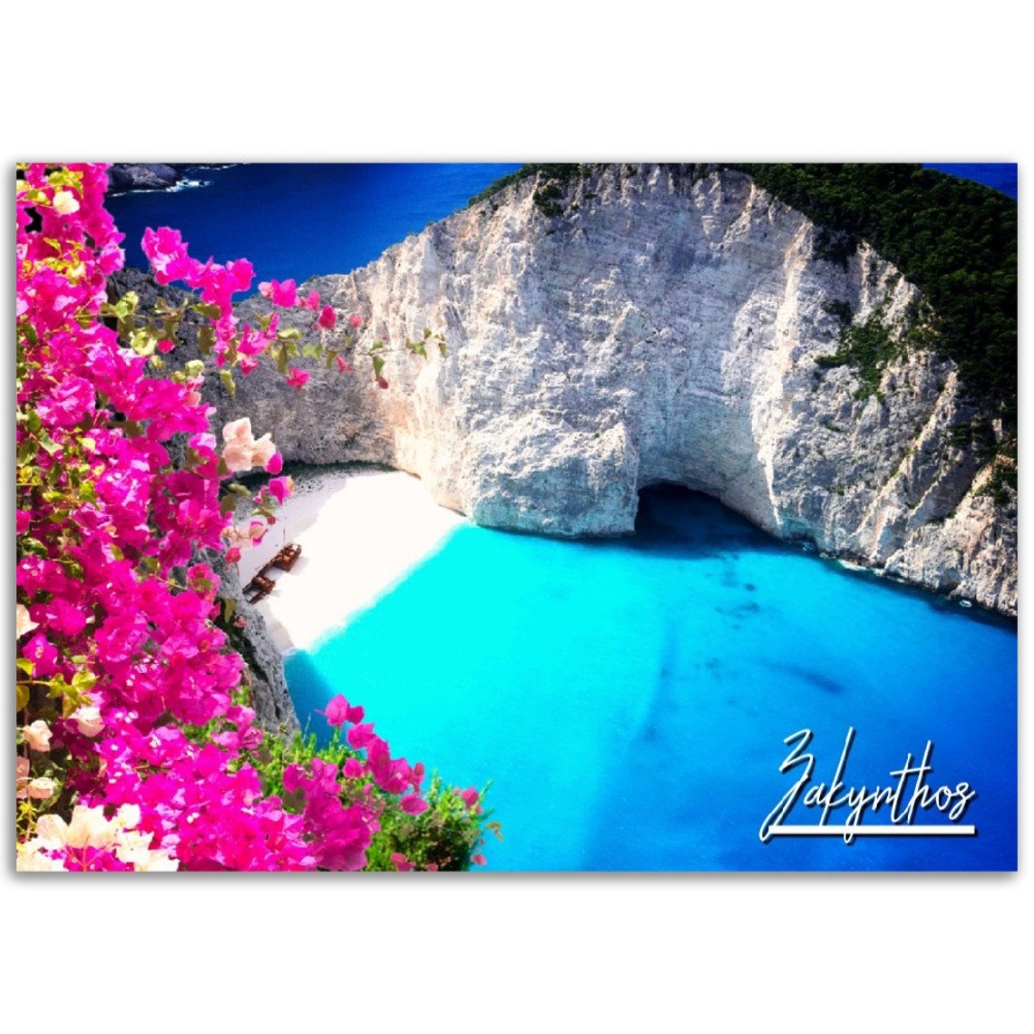 Zakynthos Shipwreck Beach Navagio Turquoise Cliffs Greece Poster