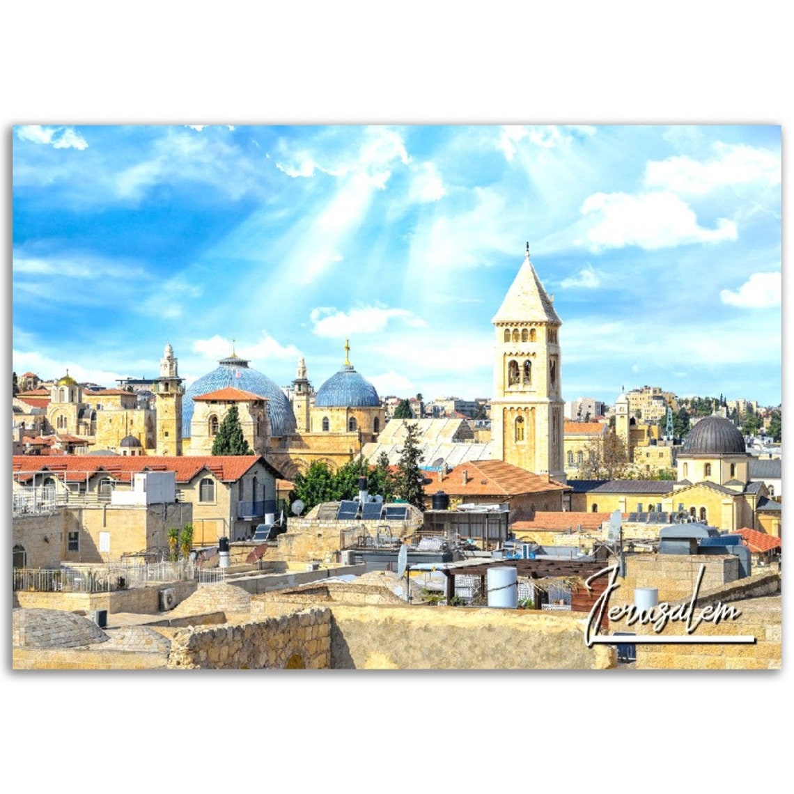 Jerusalem Skyline Poster Print Israel Travel Photography Wall Art