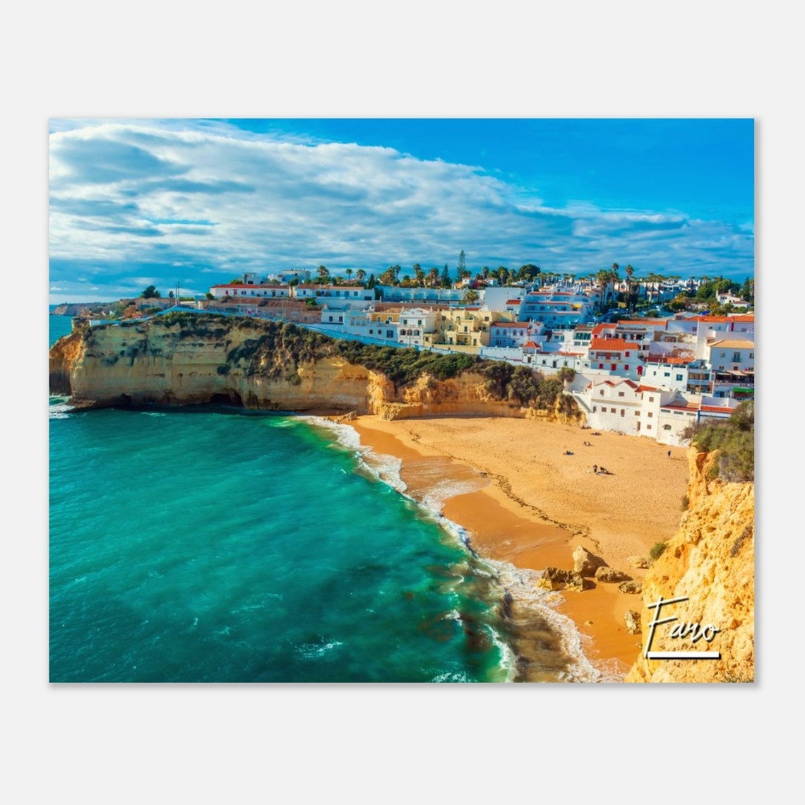 Faro Algarve Coastline Cliffs Beach Town Portugal Travel Photo Poster