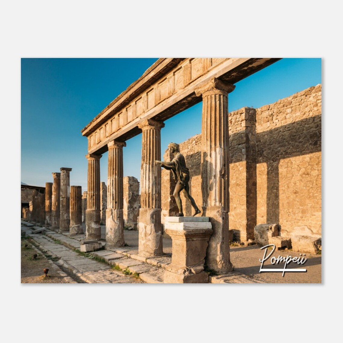 Pompeii Italy Travel Poster, Ancient Ruins Scene