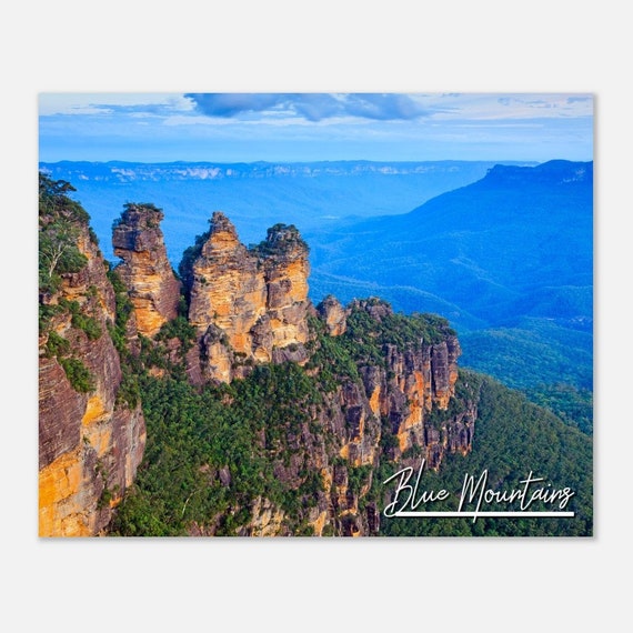 Blue Mountains Australia Print Three Sisters Katoomba Travel Poster