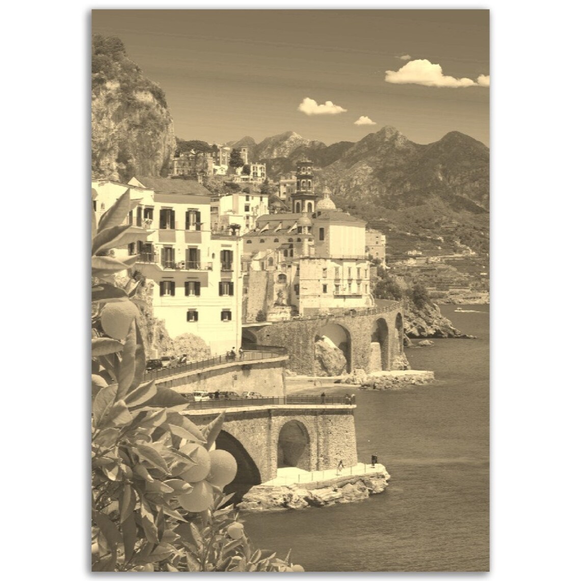 Sorrento Italy Vintage Sepia Travel Poster