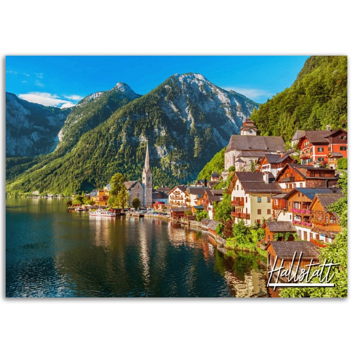 Hallstatt Austria Lakeside Village Alpine Mountains Travel Poster
