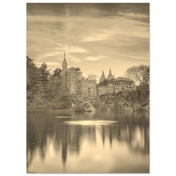 Vintage Central Park Sepia Poster Retro Nyc Cityscape Print