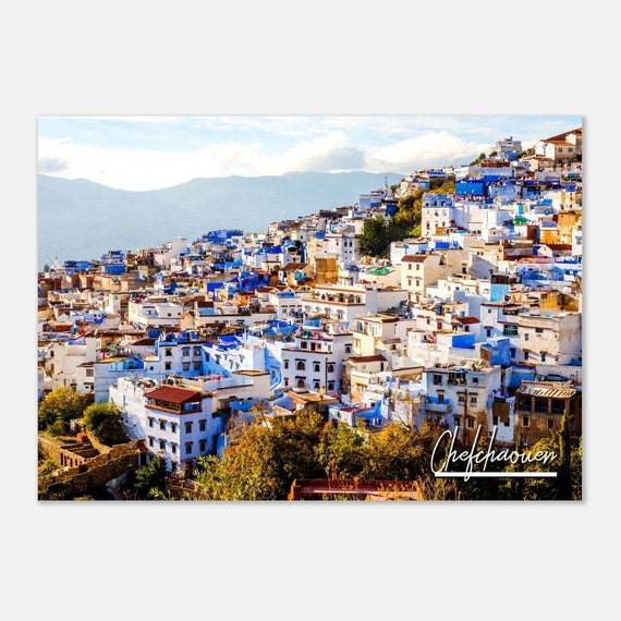 Chefchaouen Morocco Print Blue City Travel Poster