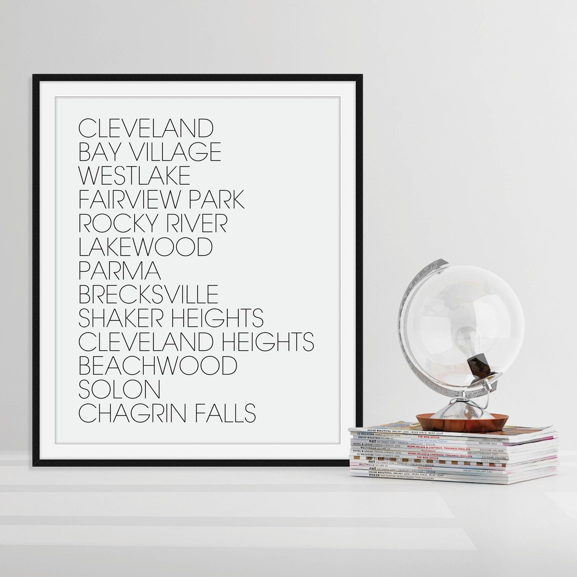 Cleveland Ohio Neighborhoods Typography Minimalist City Map Poster