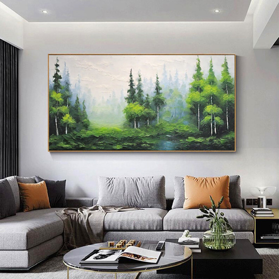 Serene Misty Green Forest Landscape With Tall Pine Trees Poster - Image 4
