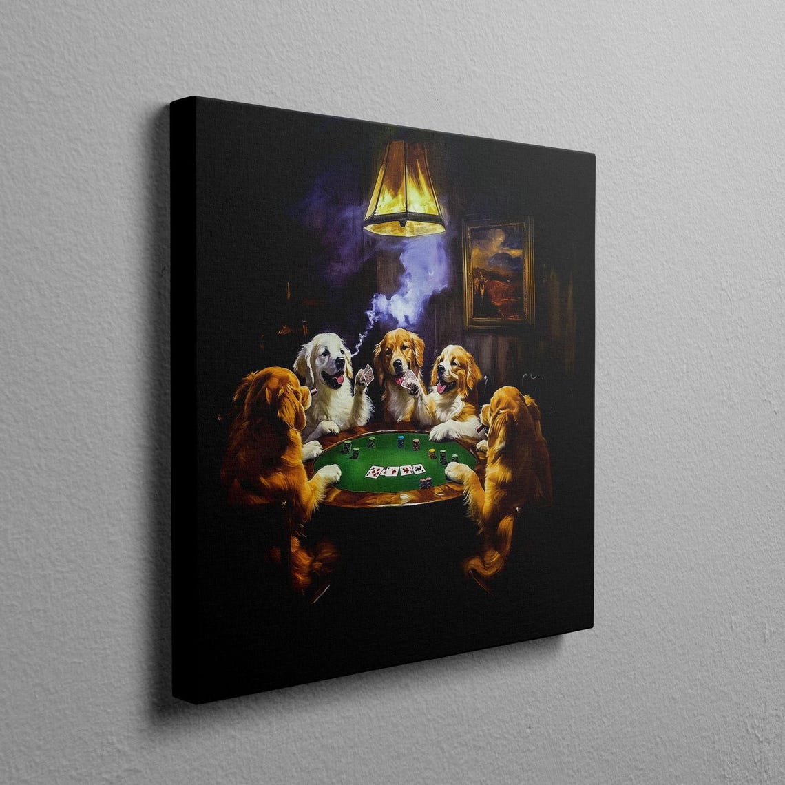 Golden Retrievers Playing Poker Around A Card Table Night Poster - Image 2