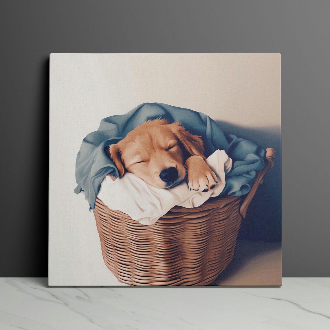 Sleeping Golden Retriever Laundry Room Art Print - Image 3