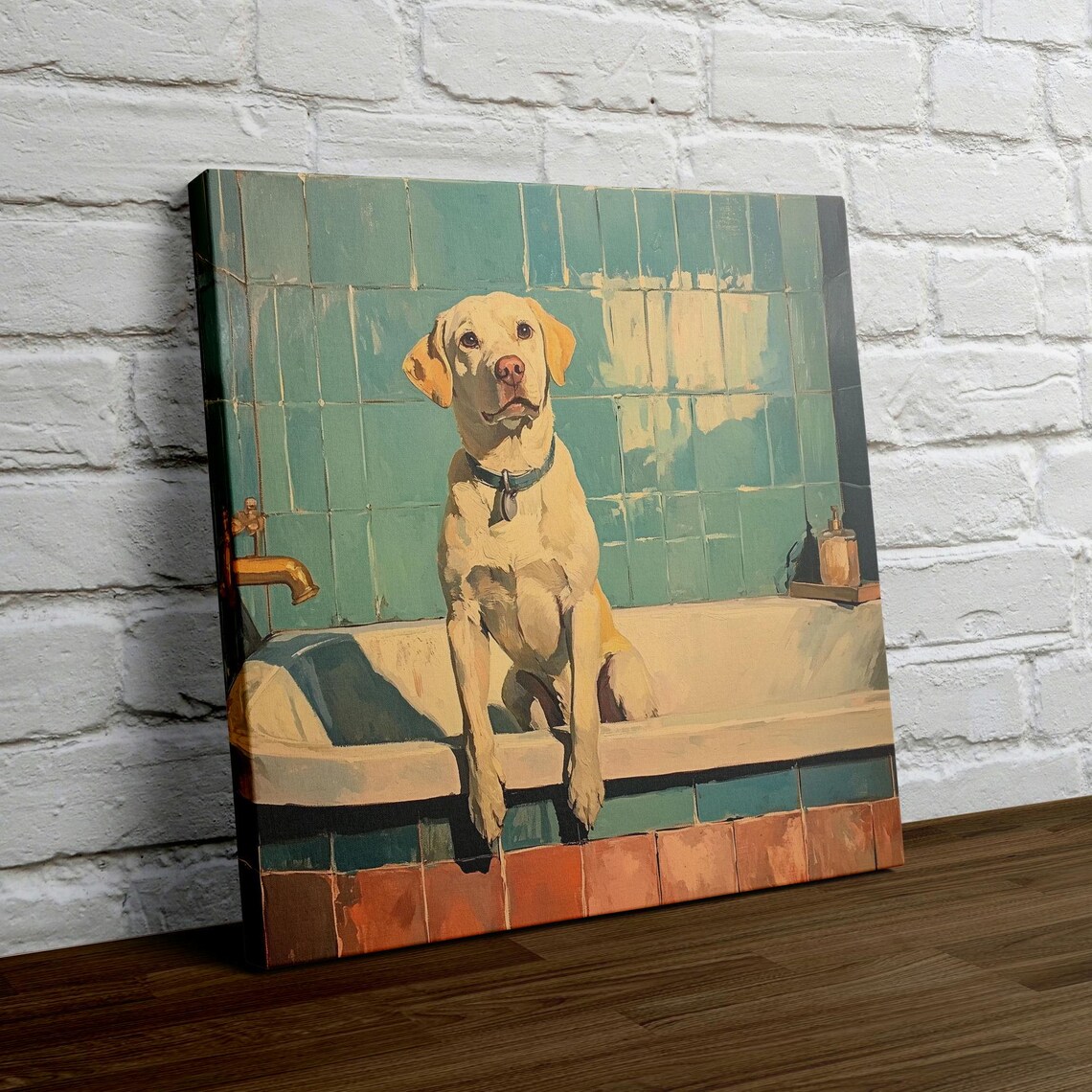 Labrador Bath Bathroom Decor Print, Yellow Lab - Image 4