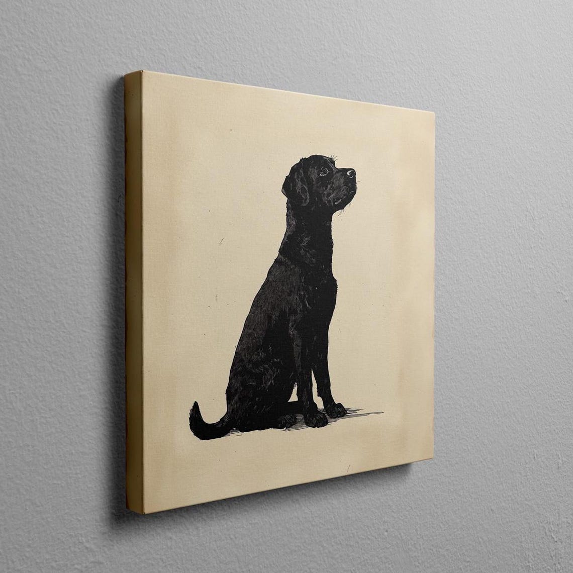 Black Labrador Sitting In Profile Minimalist Ink Style Wall Art - Image 2