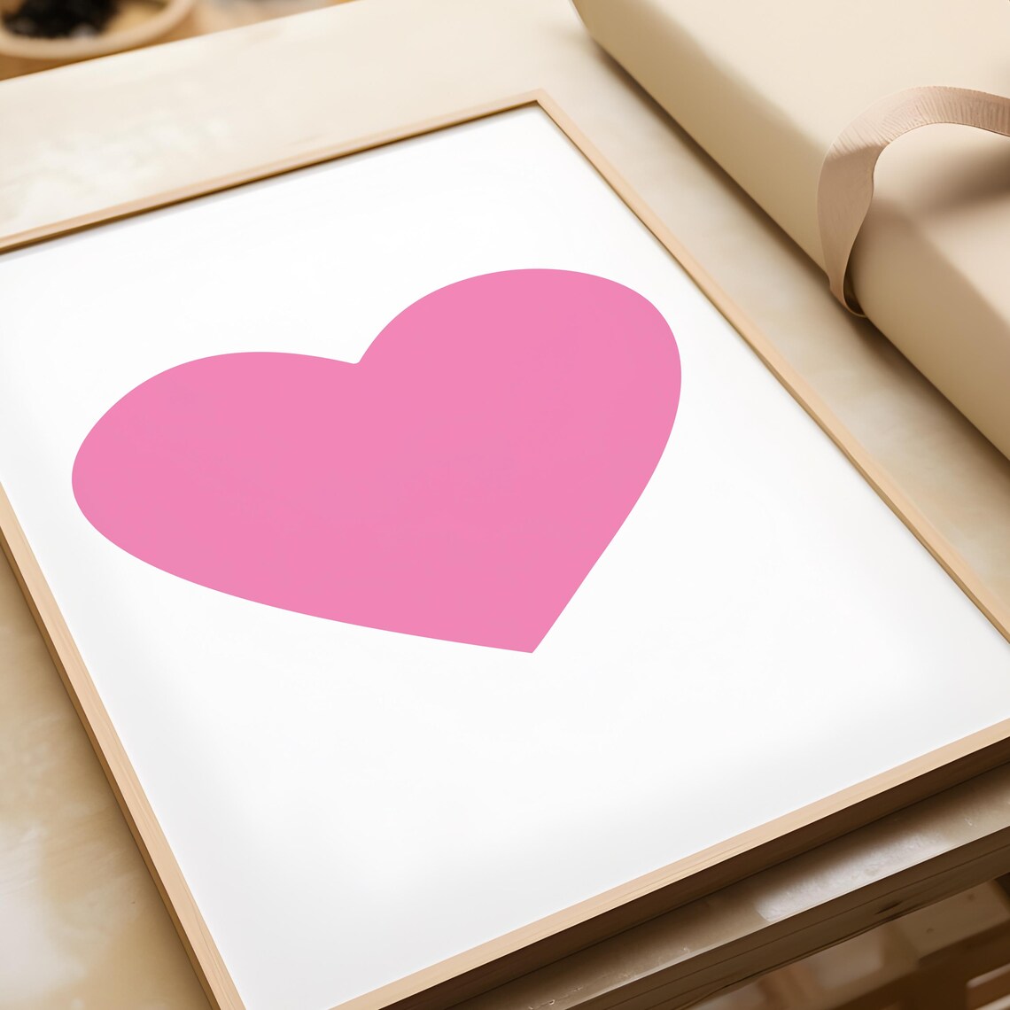 Pink Heart Minimalist Mid Century Modern Love Statement Wall Art - Image 2