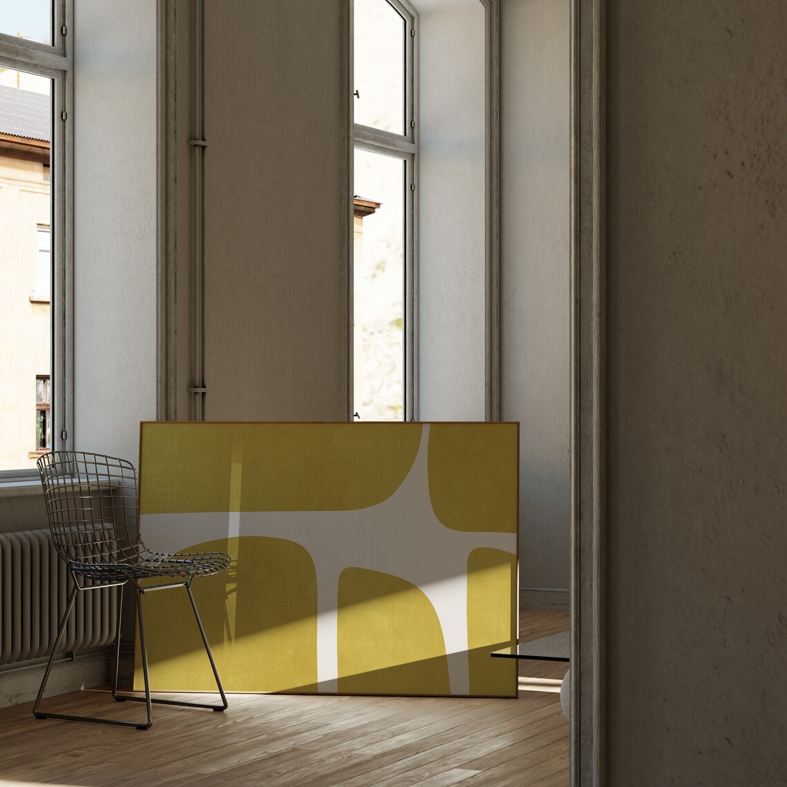 Modern Mustard Beige Mid-Century Poster Print - Image 3