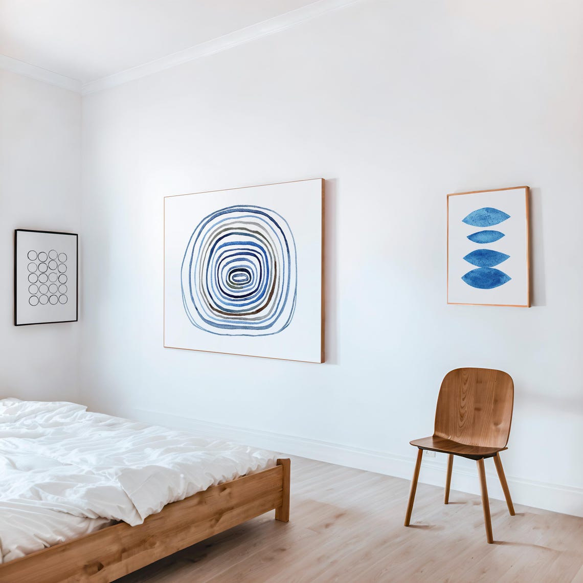Watercolor Concentric Blue Rings Oval Calm Minimalist Poster - Image 3