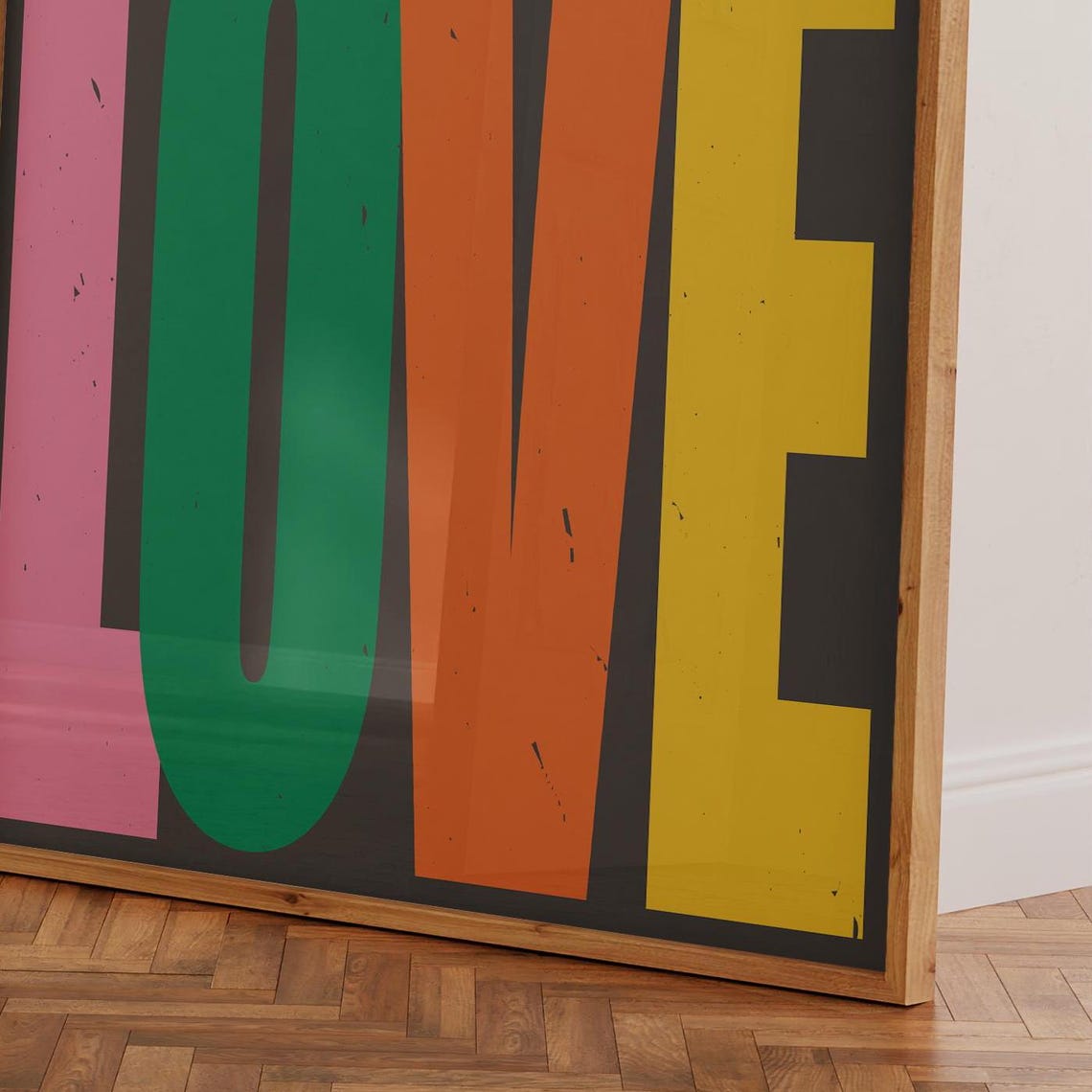 Love Colorful Pop Typography On Charcoal Black Statement Poster - Image 3