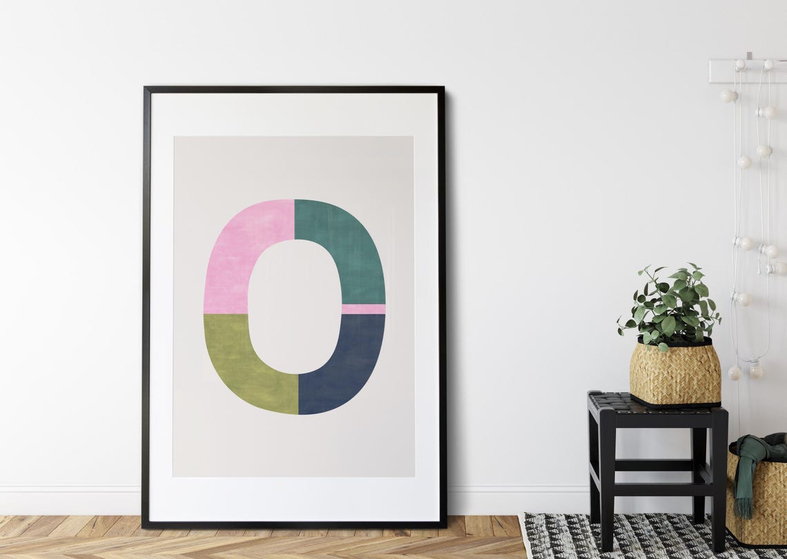 Pink Green Blue Color Block O Ring Modern Geometric Art Poster - Image 3