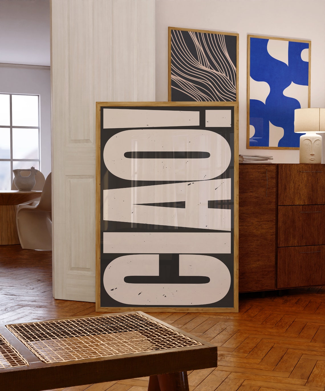Ciao Bold Black and White Oversized Typography Statement Poster