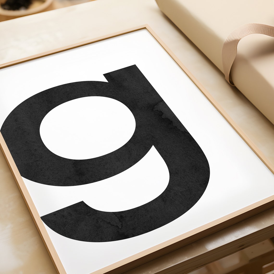 Scandinavian Alphabet Letter G Black and White Typography Poster - Image 3