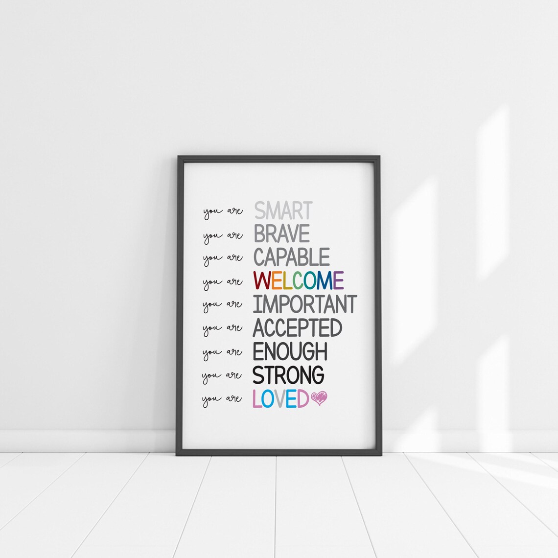 Rainbow Affirmations Wall Art Kids Inspirational Art I Am Kind Loved Brave Positive Nursery Decor Affirmation Prints - Image 5