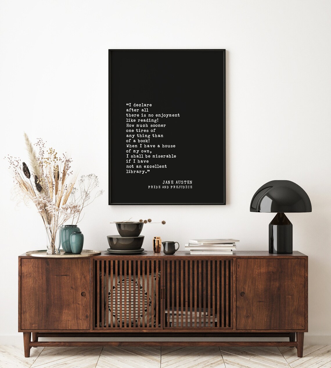 Jane Austen Reading Quote Pride And Prejudice Library Poster - Image 2