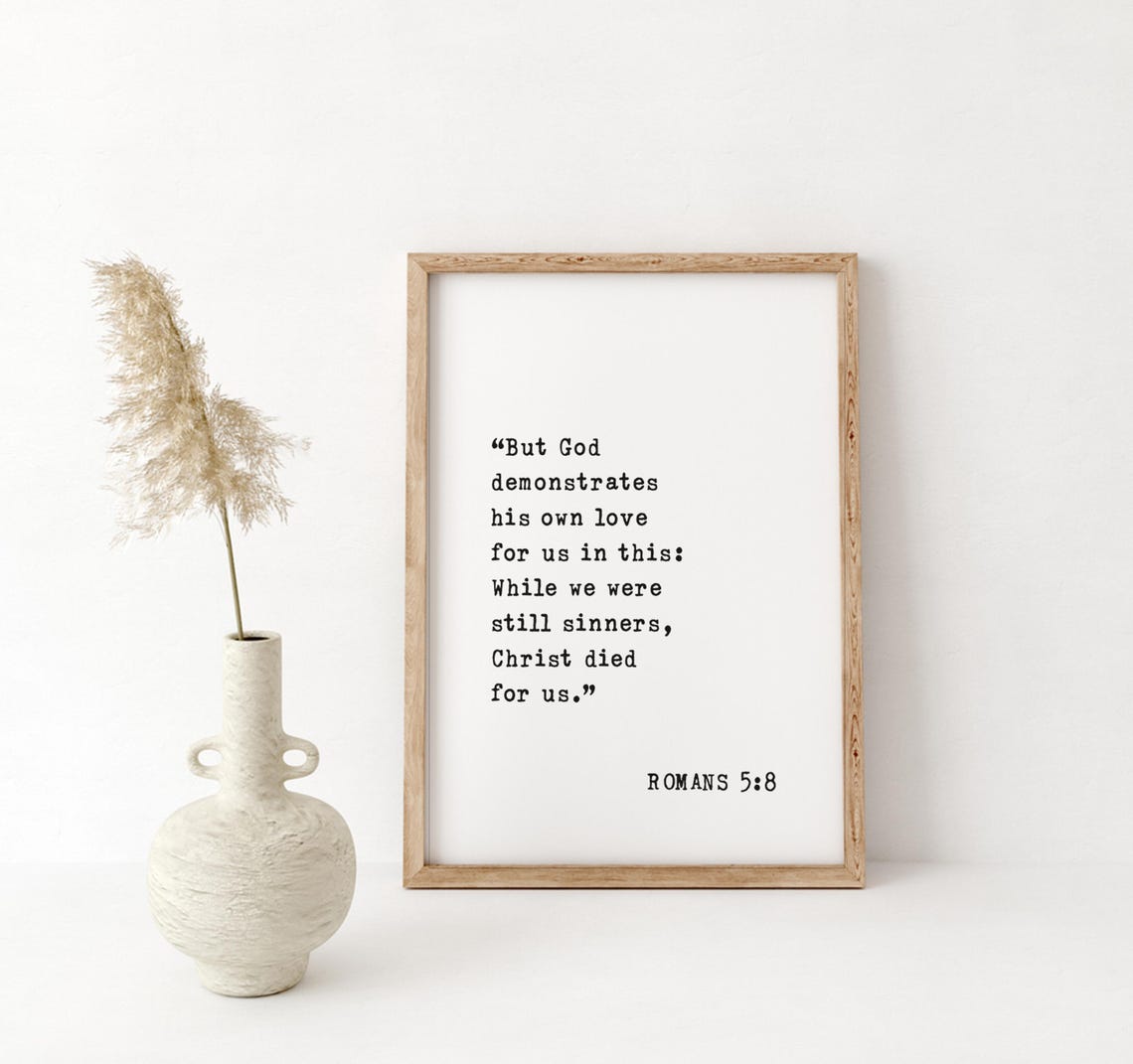 Romans 58 Scripture Frame Bible Verse Art Inspirational Wall Decor Gods Love Reminded Christian Home Decor Gift - Image 3